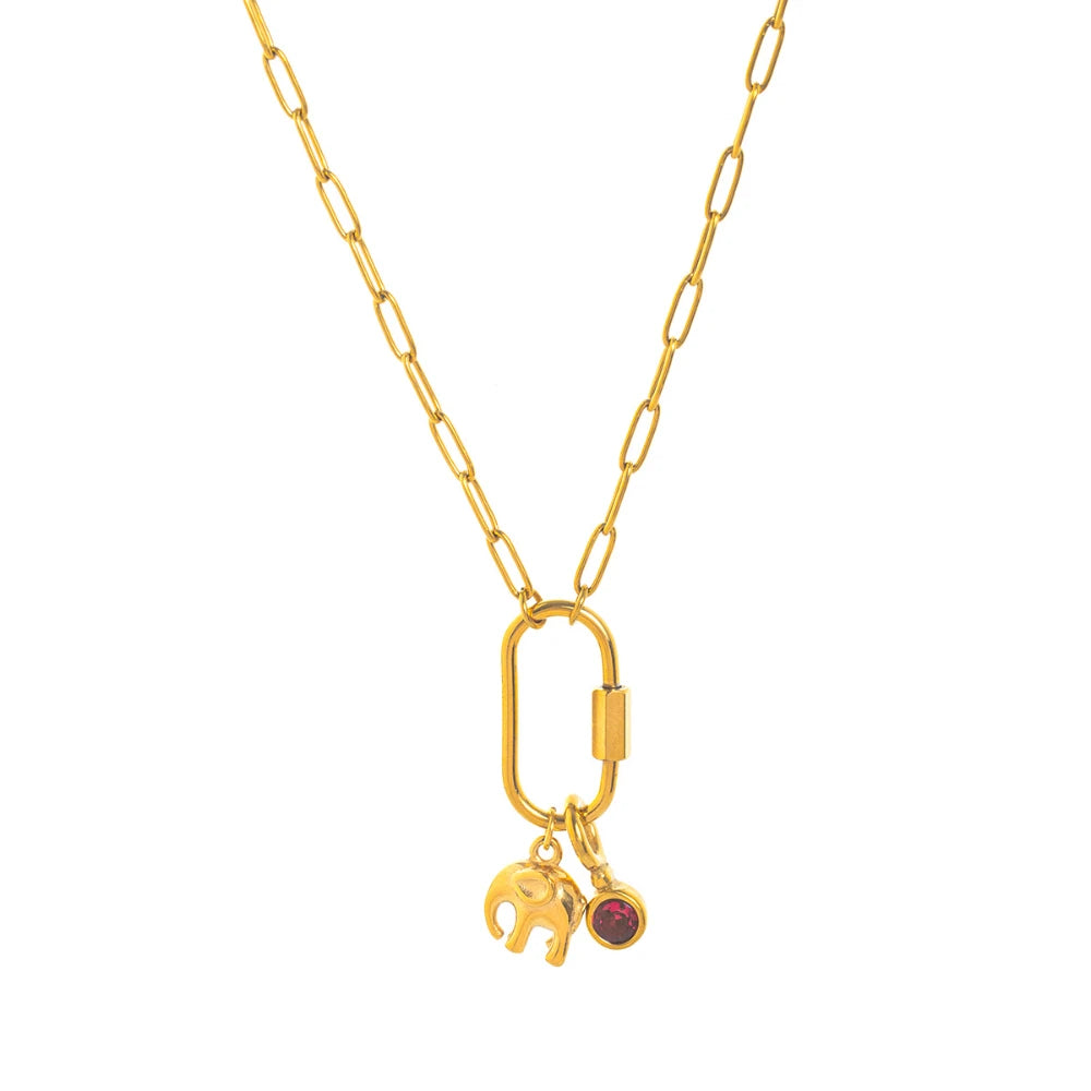 Stainless steel zircon constellation elephant necklace DIY pendant vacuum plated 18K gold jewelry in the furnace