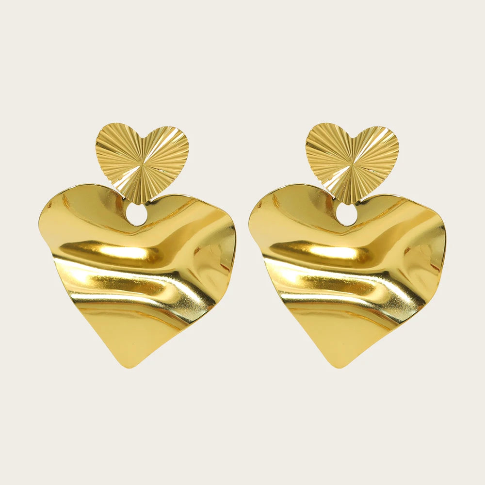 Drop Earrings Irregular Heart Retro — 316L Stainless Steel · PS400