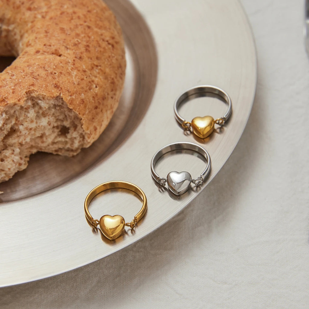 Heart Bead Ring — Stainless Steel · PS234