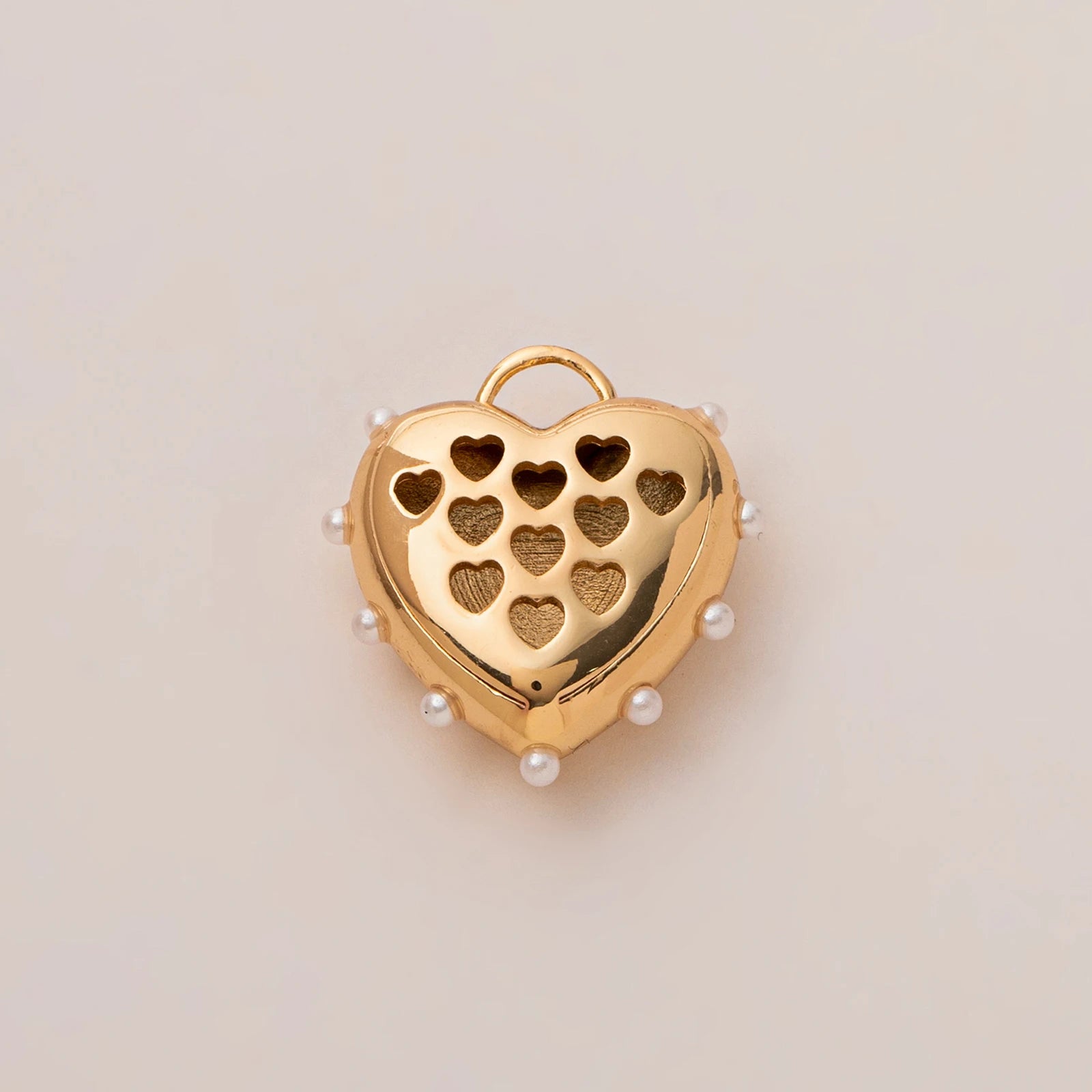 【DIY Pendant】Gold Plated Stainless Steel Lucky & Heart Charm Pendant - PS018