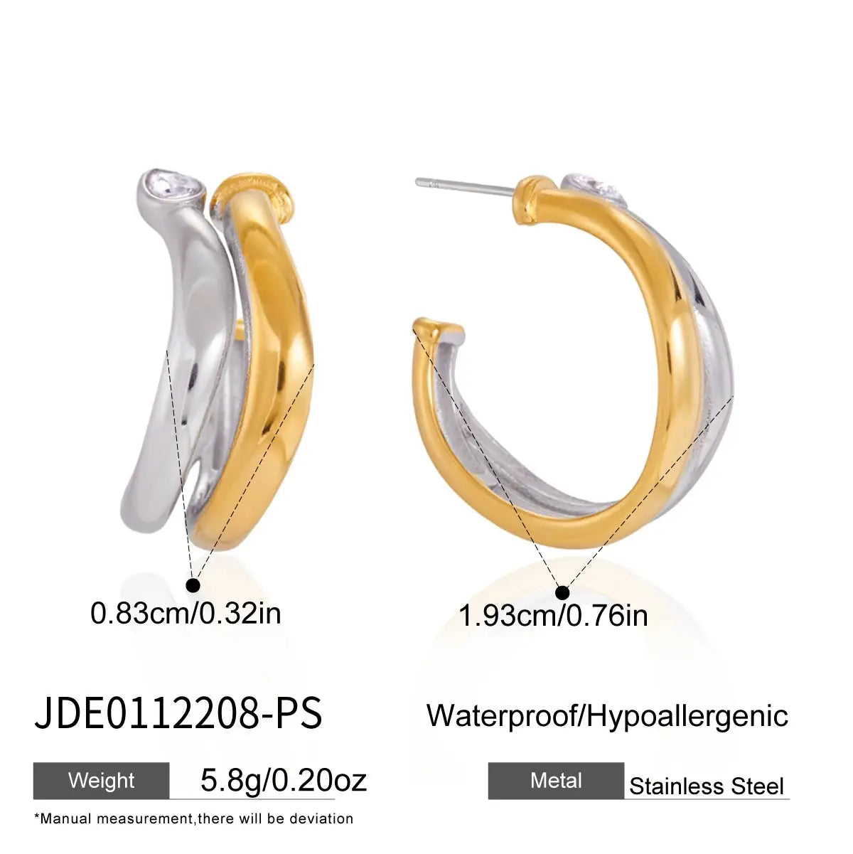 Two-Tone Twist Hoop Earrings — 18K Gold Plated · PA016