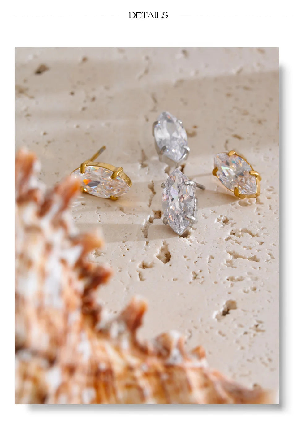 Cubic Zirconia Geometric Earrings — Gold-Plated Stainless Steel with Cubic Zirconia · PS2019