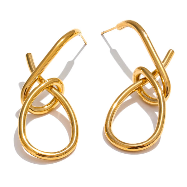 Gold-plated stainless steel earrings with a loop design.