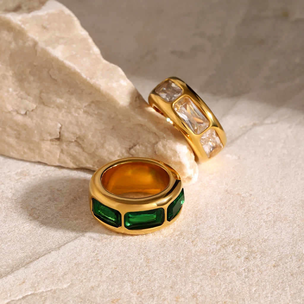 CZ Square Ring — Stainless Steel · PS287