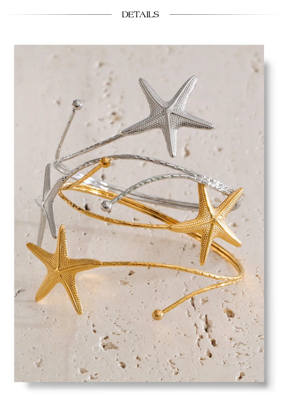 Star bracelet in gold-plated stainless steel.