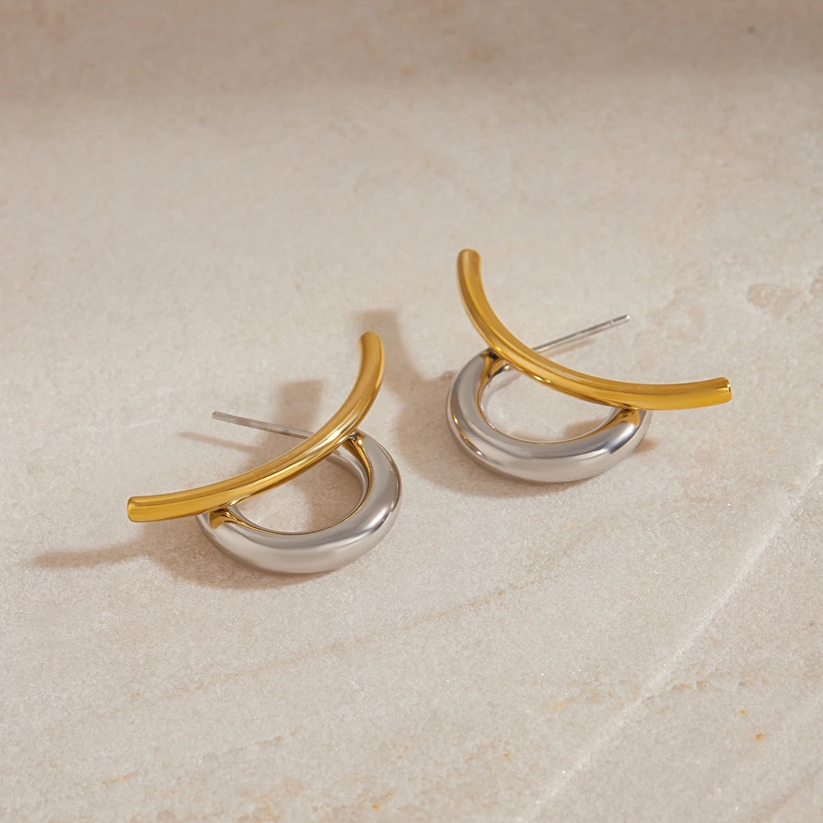 Chunky Silver Hoop Earrings — Stainless Steel · PS057