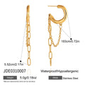 Chain Drop Hoop Earrings — Stainless Steel · PS113