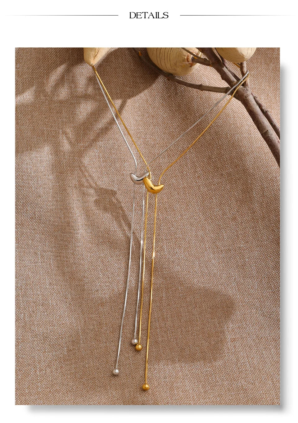 Geometric chain necklace in gold-plated stainless steel.