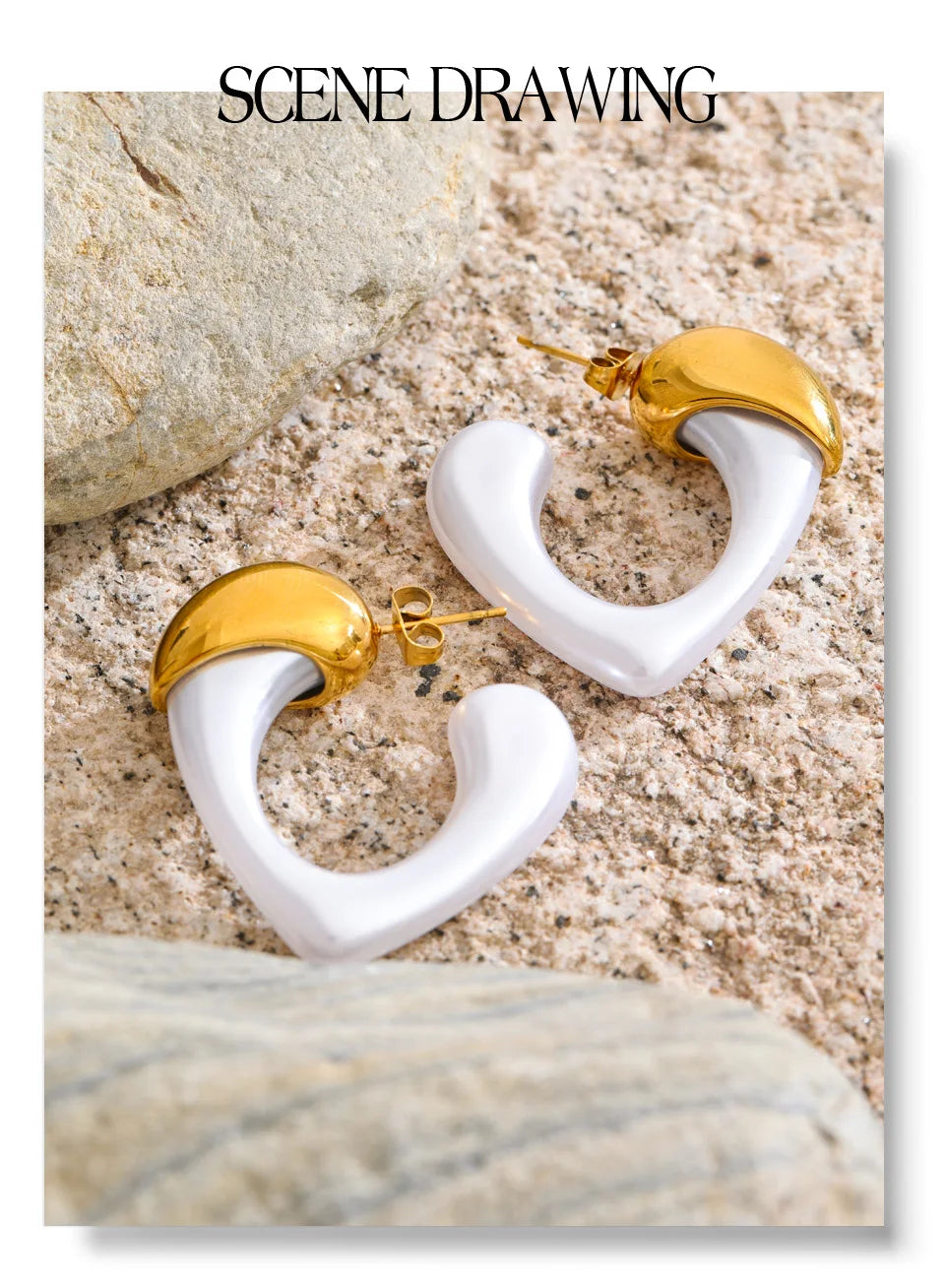 Pearl heart vintage earrings in gold-plated stainless steel with pearl.