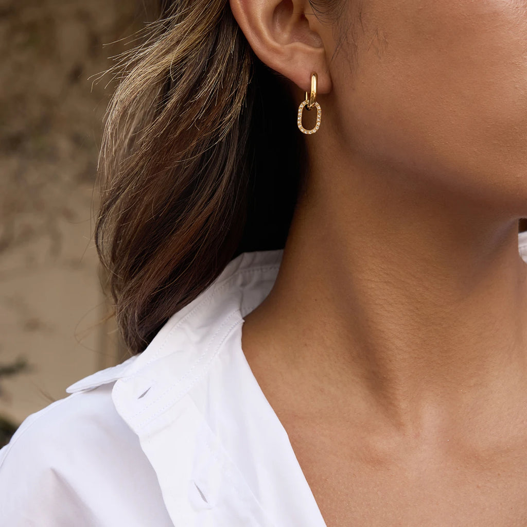 CZ Interlocking Earrings — Stainless Steel · PS286