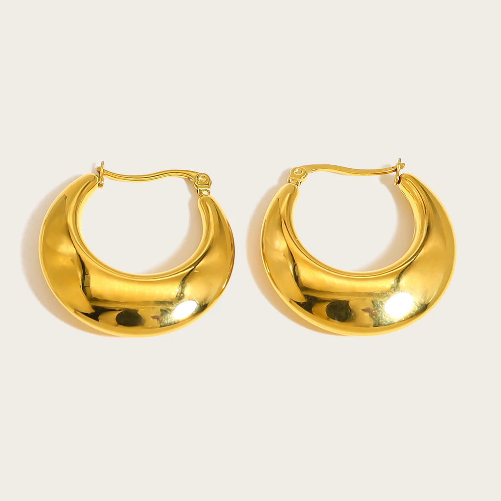 Hoop Earrings Chunky Glossy Metallic — 316L Stainless Steel · PS415