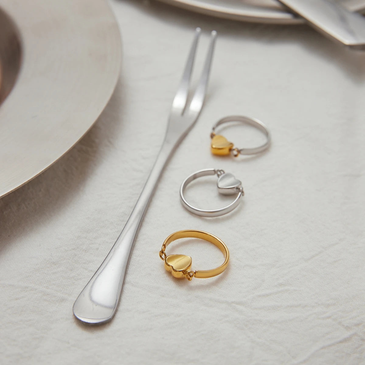 Heart Bead Ring — Stainless Steel · PS234