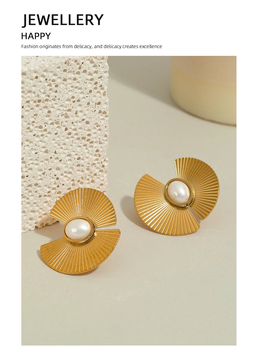 Pearl Flower Stud Earrings — 316L Stainless Steel · PS440