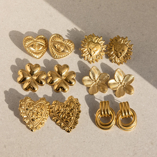 Flower Heart Earrings — Stainless Steel · PS307