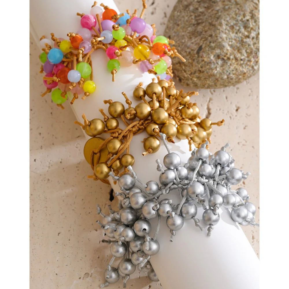 Resin beaded multi-color bracelet in resin.