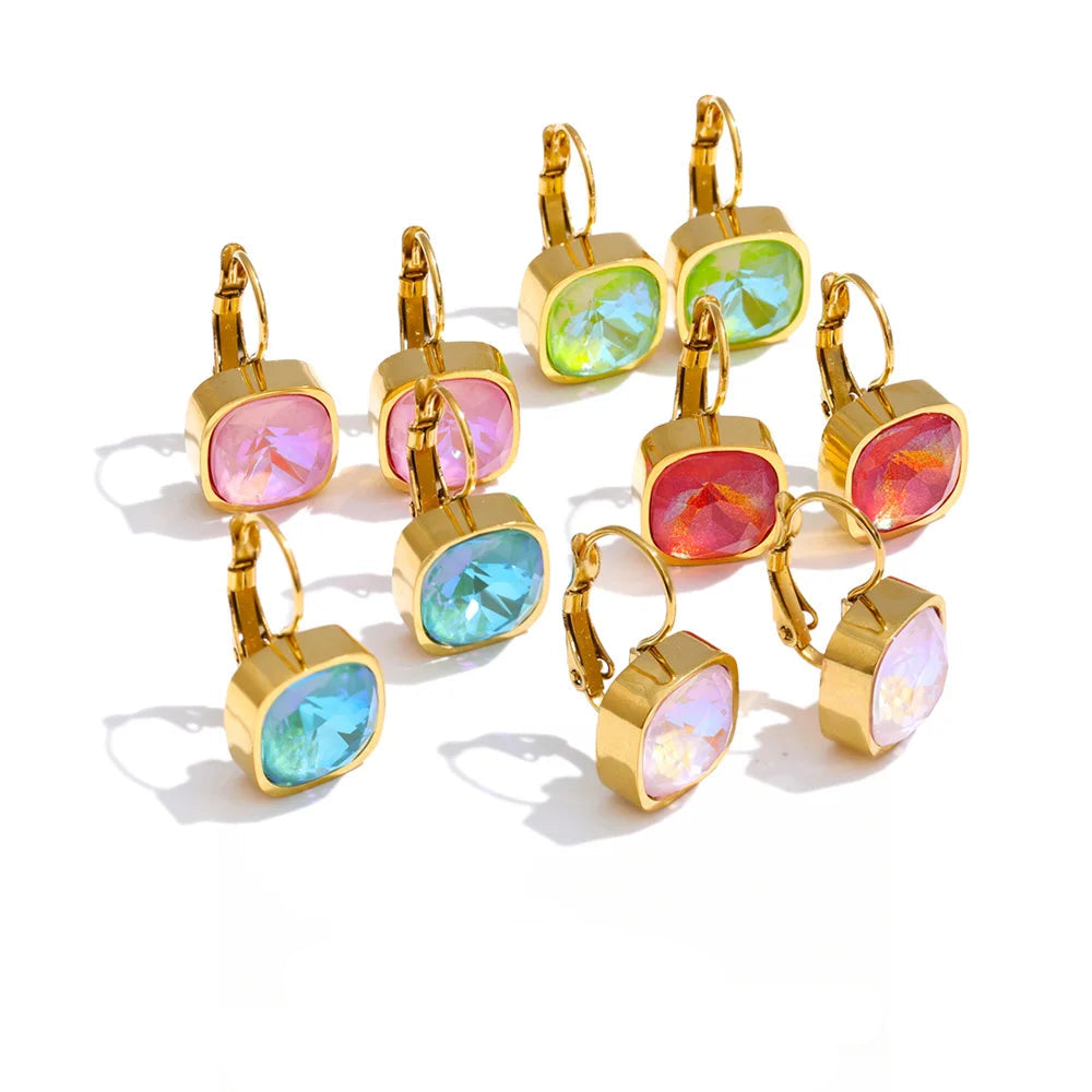 Crystal Multi-Color Geometric Earrings — Gold-Plated Stainless Steel with Crystal · PS1946