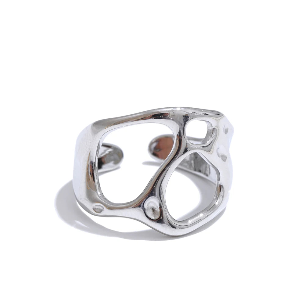 Geometric ring in gold-plated stainless steel.