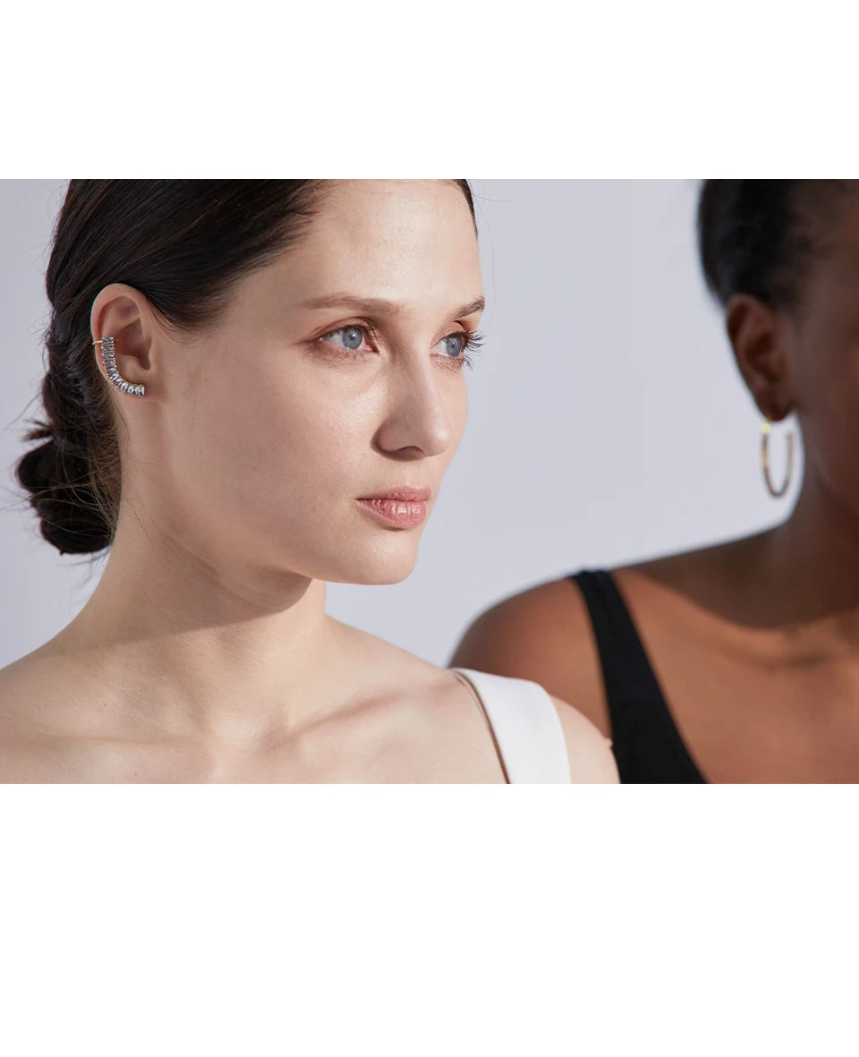 Cubic Zirconia Geometric Earrings — 18K Gold-Plated Stainless Steel with Cubic Zirconia · PS1655