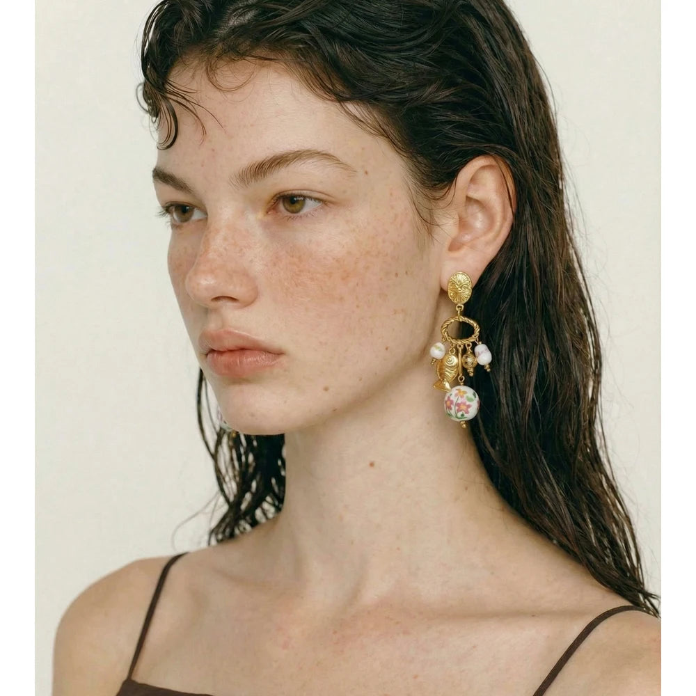 Flower Earrings — Gold-Plated Stainless Steel · PS1661