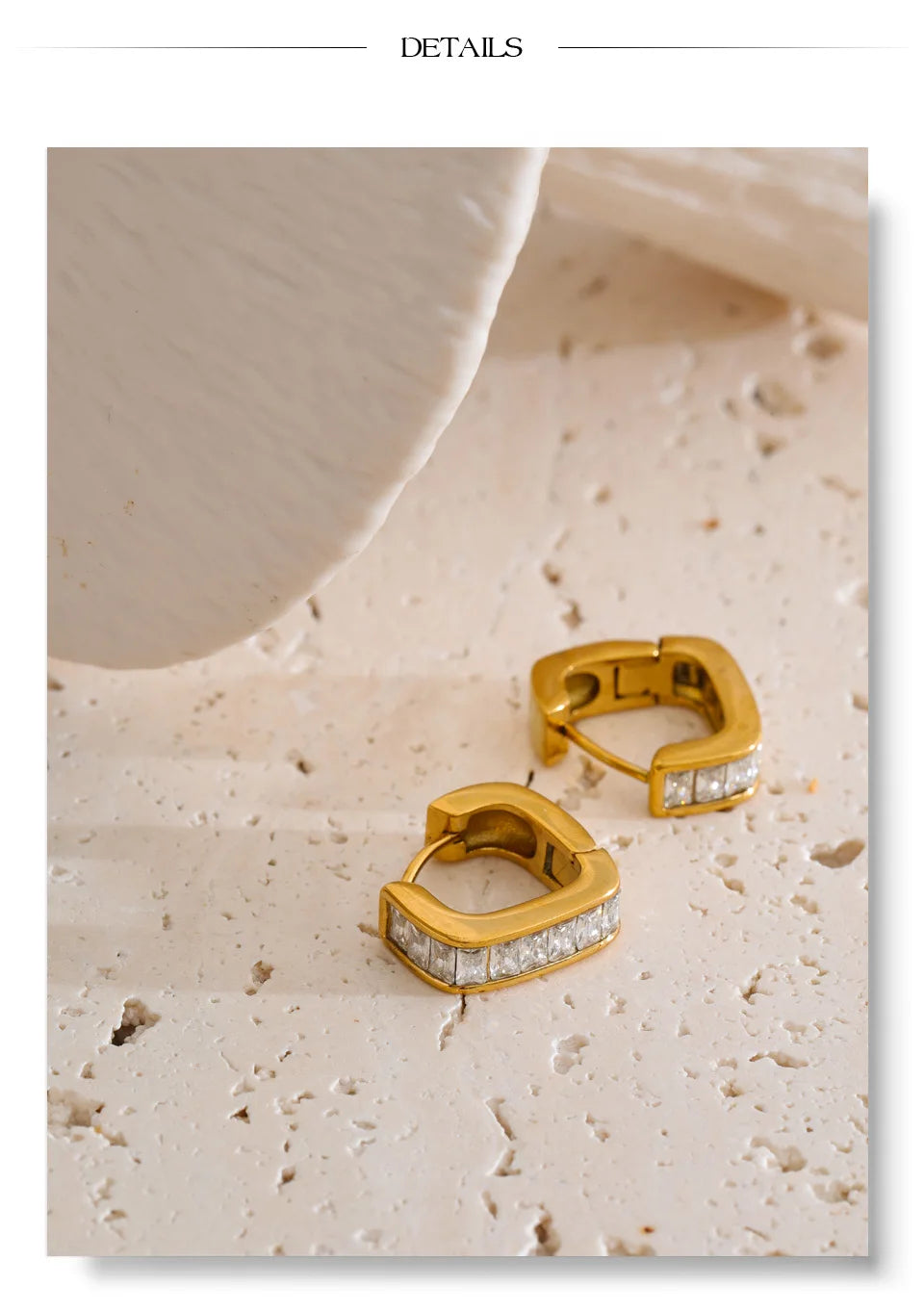Cubic Zirconia Heart Earrings — Gold-Plated Stainless Steel with Cubic Zirconia · PS1246
