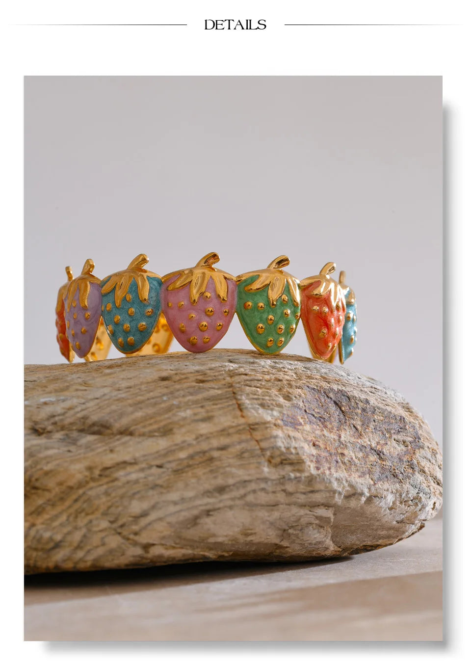 Red Enamel Multi-Color Bracelet — Gold-Plated Stainless Steel with Enamel · PS1601
