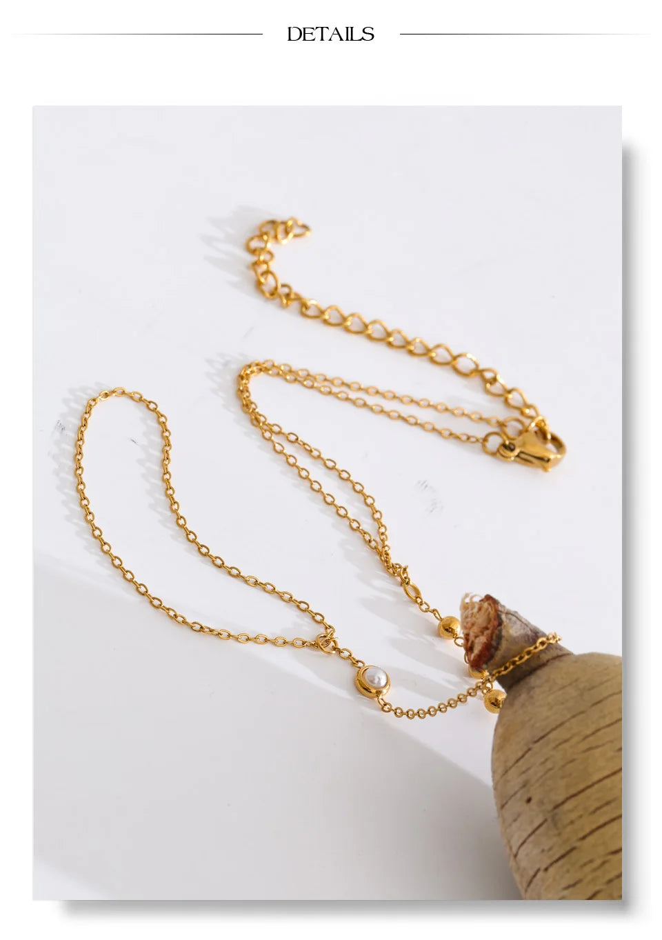 Cubic Zirconia Pearl Geometric Bracelet — Gold-Plated Stainless Steel with Pearl and Cubic Zirconia · PS1349