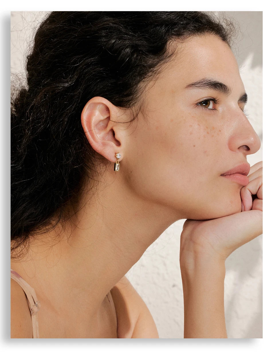Cubic Zirconia Geometric Earrings — Gold-Plated Stainless Steel with Cubic Zirconia · PS1593