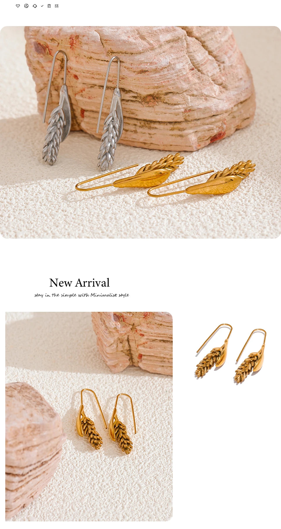 Geometric earrings in gold-plated 316L stainless steel.