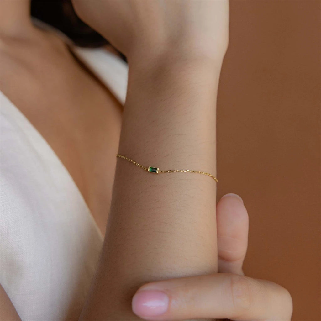 Vintage Art Pearl Sailor Buckle Color Protection Twelve Birthday Stones Birthstone Simple Bracelet Plated with 18K Gold