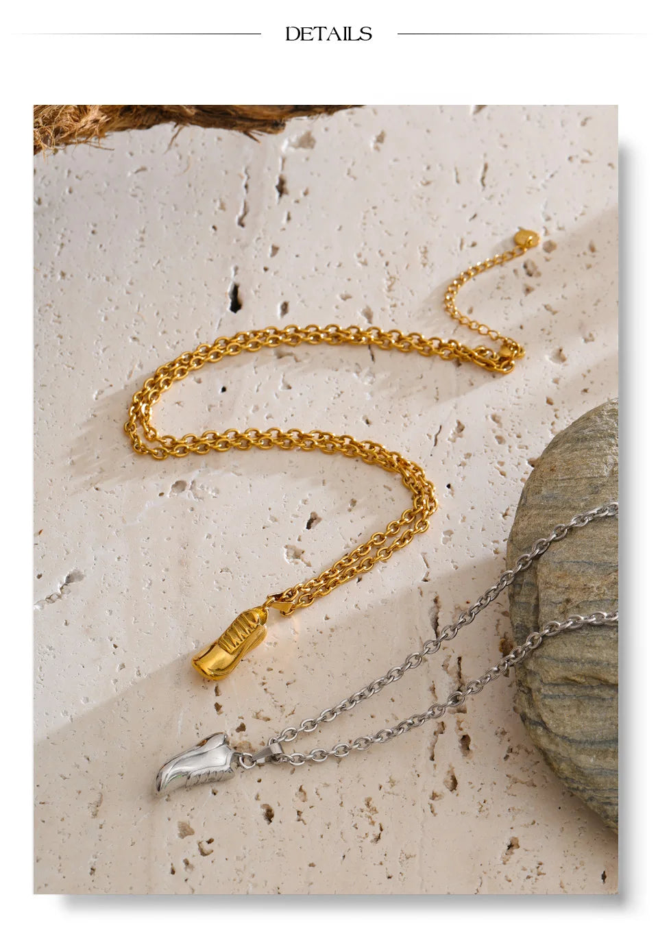 Geometric necklace in gold-plated stainless steel.