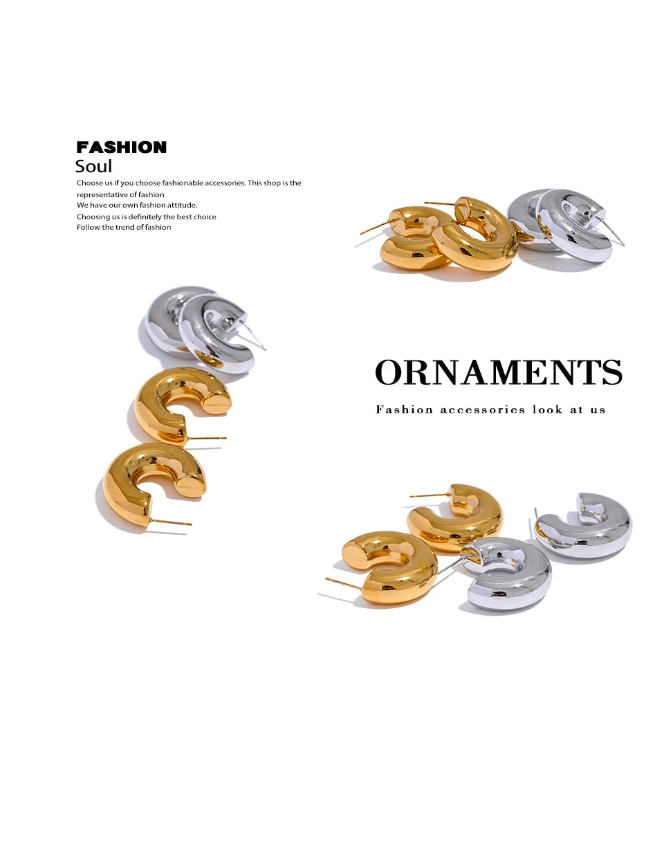 Geometric earrings in gold-plated stainless steel.