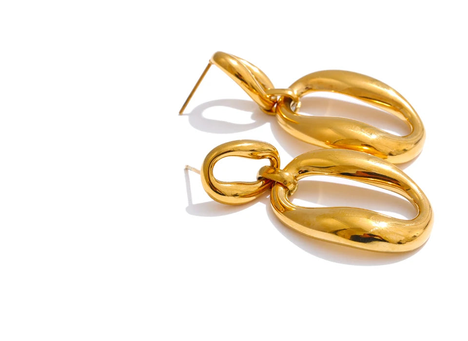 Geometric Earrings — 18K Gold-Plated Stainless Steel · PS1738