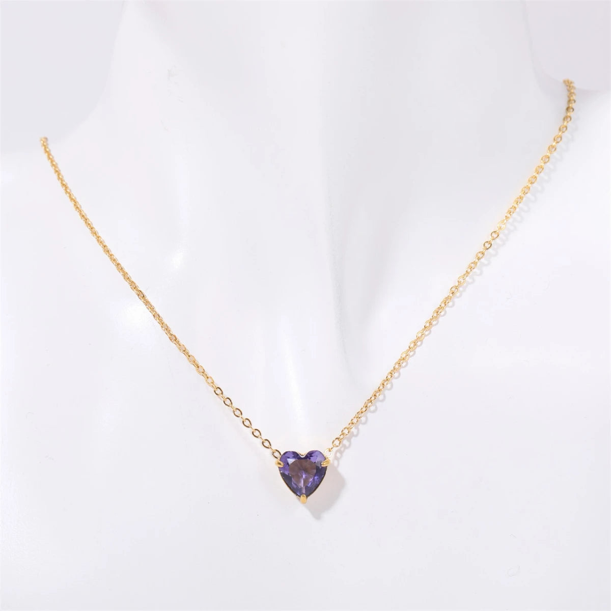 Stainless Steel Twelve Birthday Stone Necklace Love Pendant Necklace Month Stone