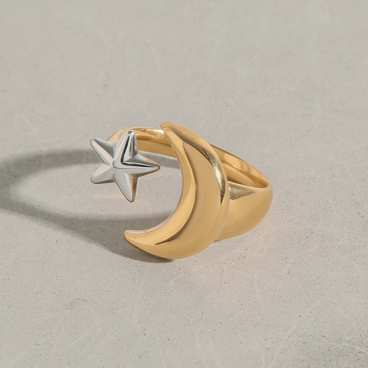 Two-Tone Moon Ring — Stainless Steel · PS367