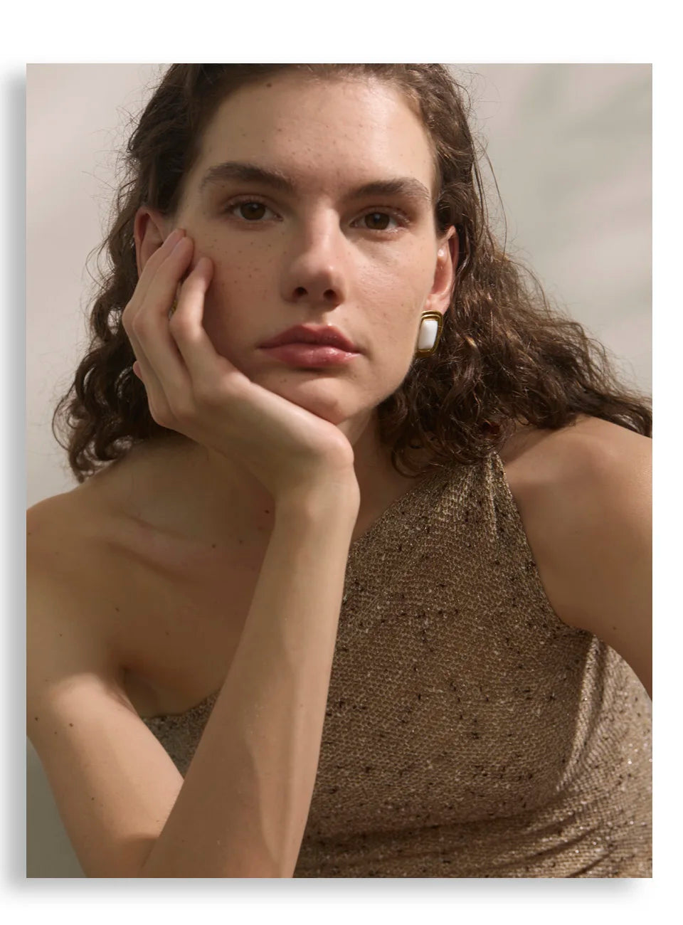 Black Natural Stone Geometric Earrings — Gold-Plated Stainless Steel with Natural Stone · PS1596