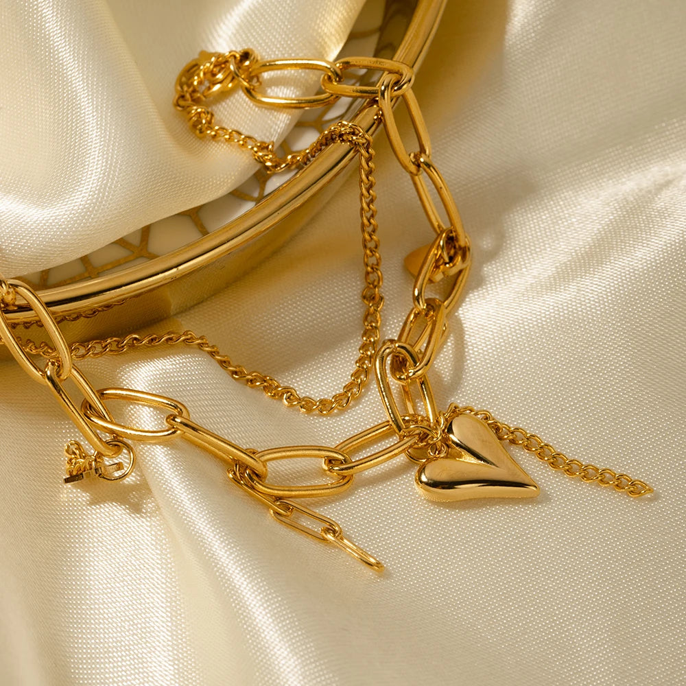 Puffy Heart Chain Bracelet — Stainless Steel · PS018
