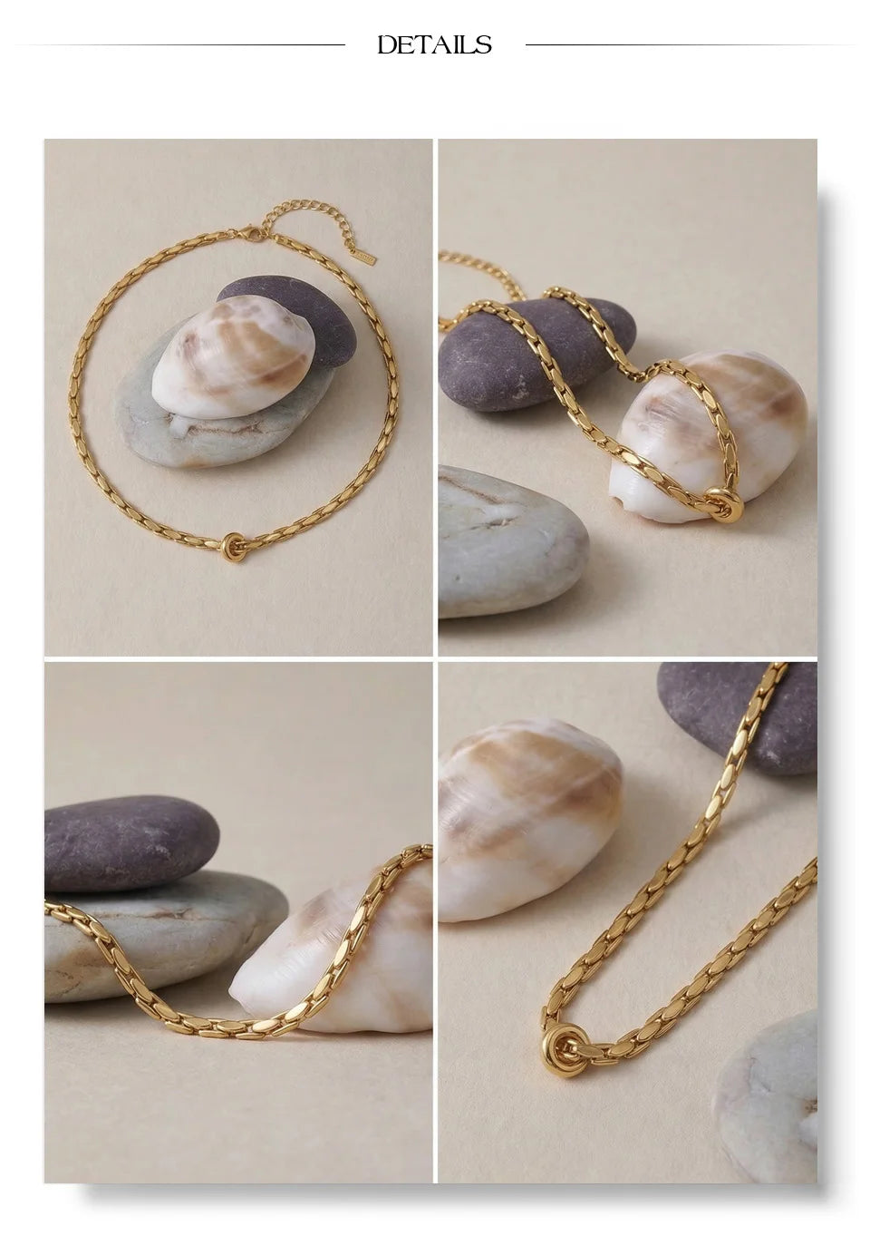 Geometric chain necklace in gold-plated stainless steel.