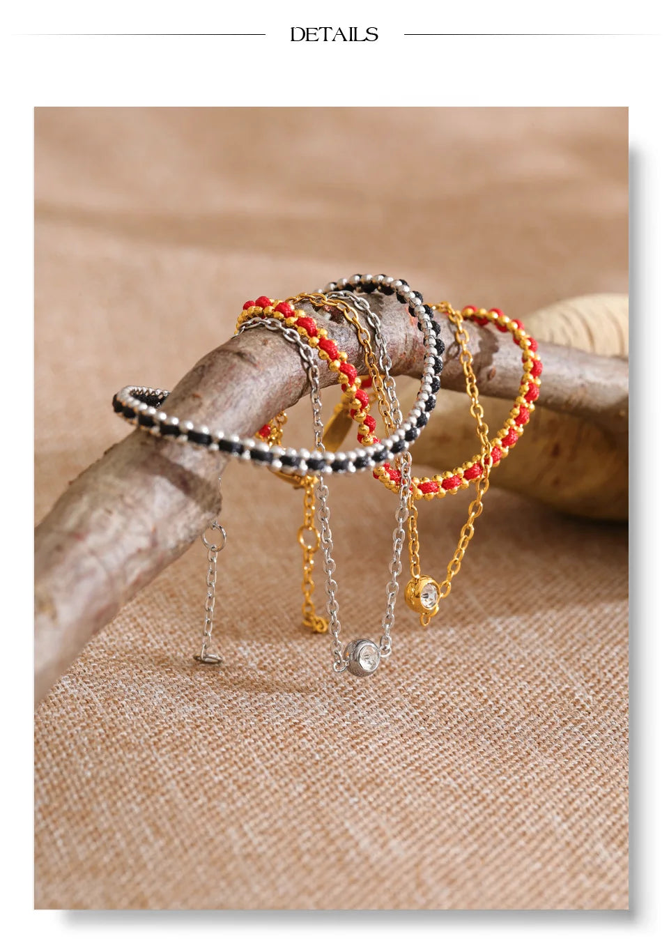 Black Cubic Zirconia Chain Bracelet — Gold-Plated Stainless Steel with Cubic Zirconia · PS1006