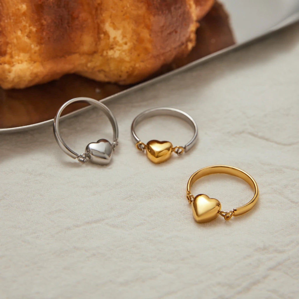 Heart Bead Ring — Stainless Steel · PS234