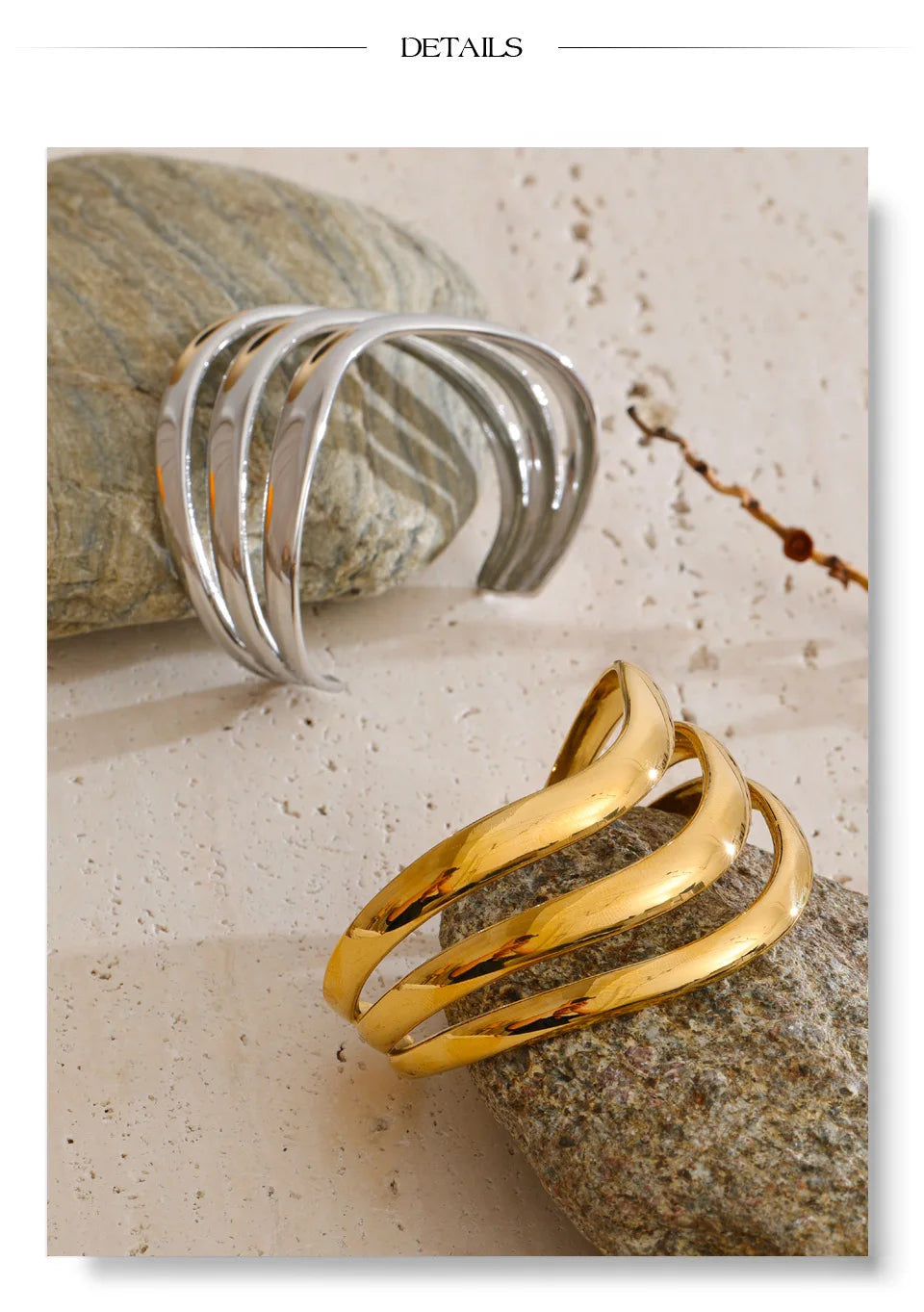 Geometric Layered Bracelet — Gold-Plated Stainless Steel · PS1561