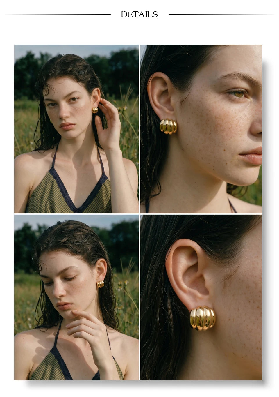 Geometric earrings in gold-plated stainless steel.