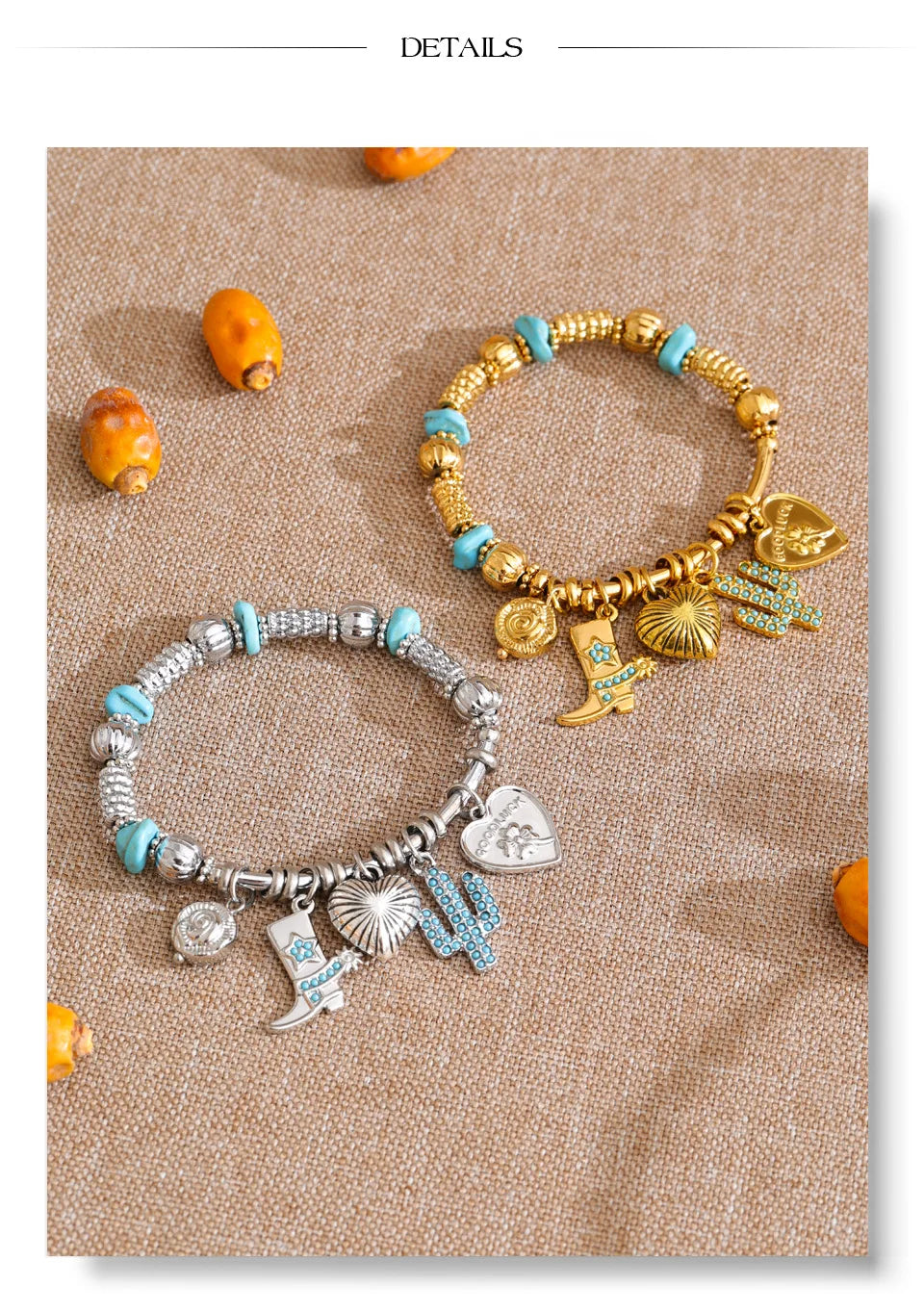 Natural Stone Heart Flower Bracelet — Gold-Plated Stainless Steel with Natural Stone · PS1139
