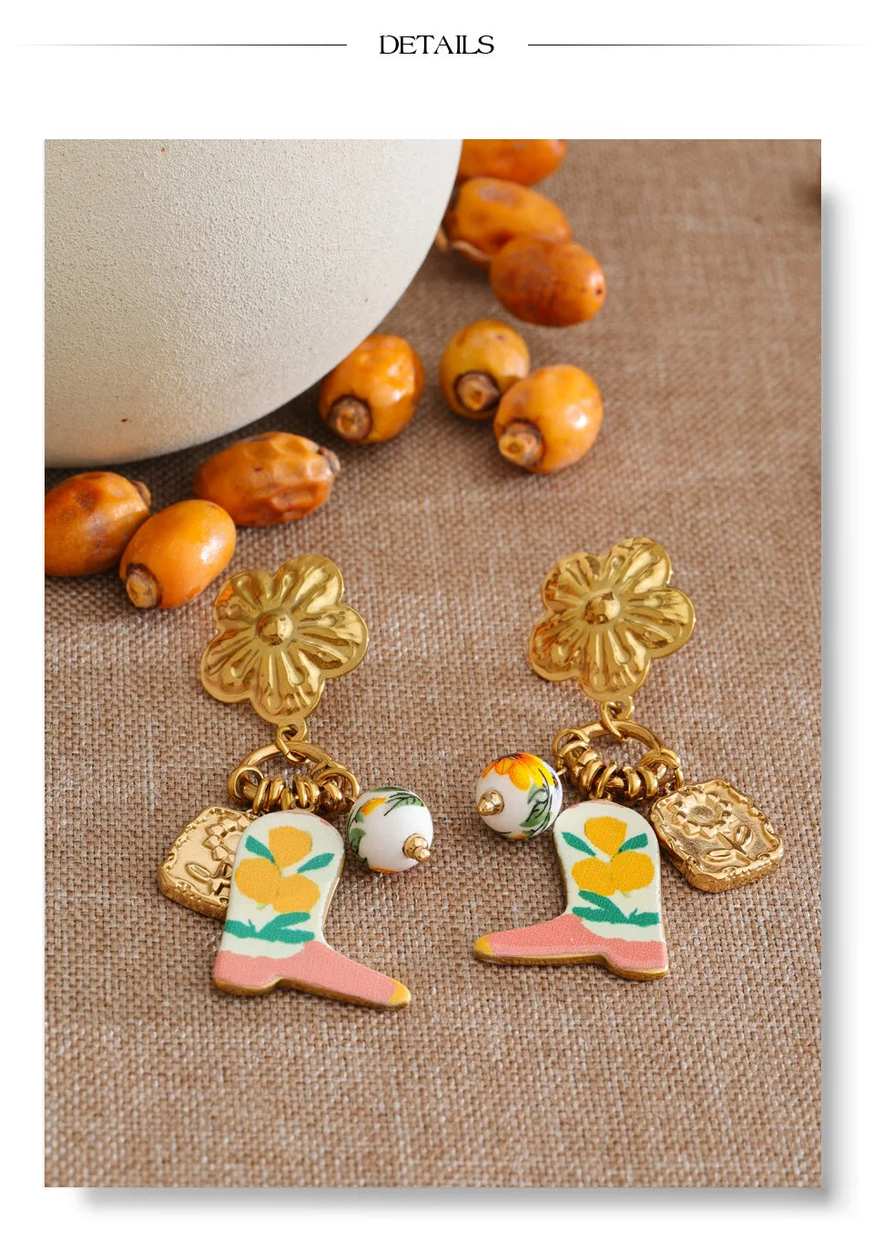 Flower Earrings — Gold-Plated Stainless Steel · PS1090