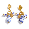 Heart flower geometric earrings in gold-plated stainless steel.