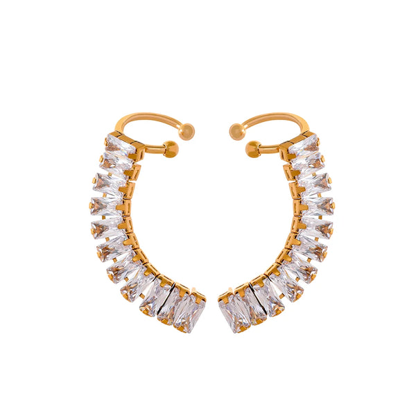 Cubic Zirconia Geometric Earrings — 18K Gold-Plated Stainless Steel with Cubic Zirconia · PS1655