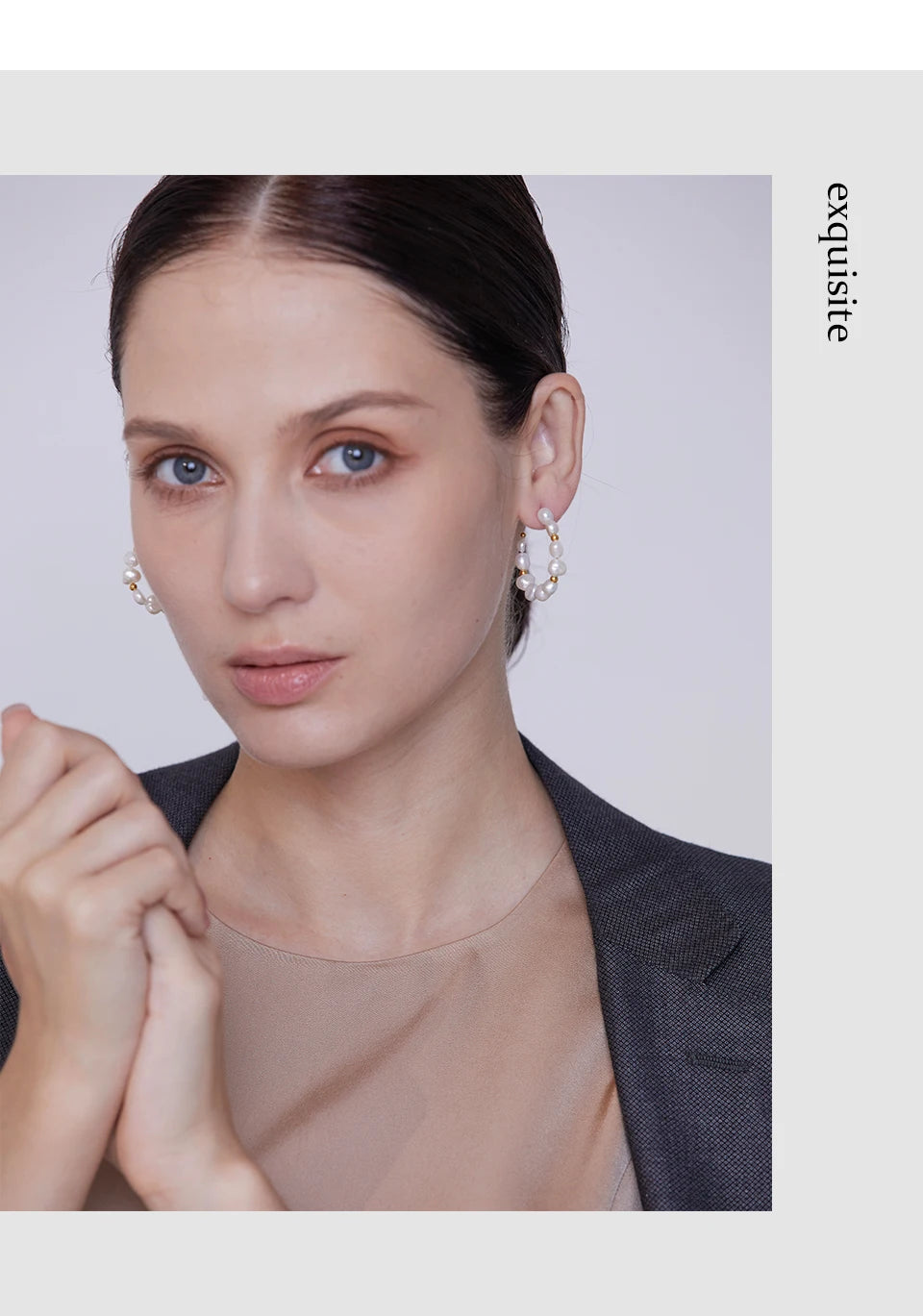 Freshwater pearl geometric earrings in gold-plated stainless steel with freshwater pearl.