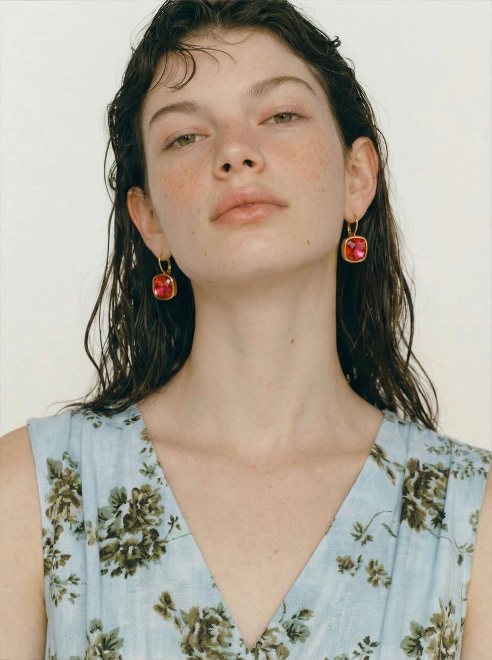Crystal Multi-Color Geometric Earrings — Gold-Plated Stainless Steel with Crystal · PS1946