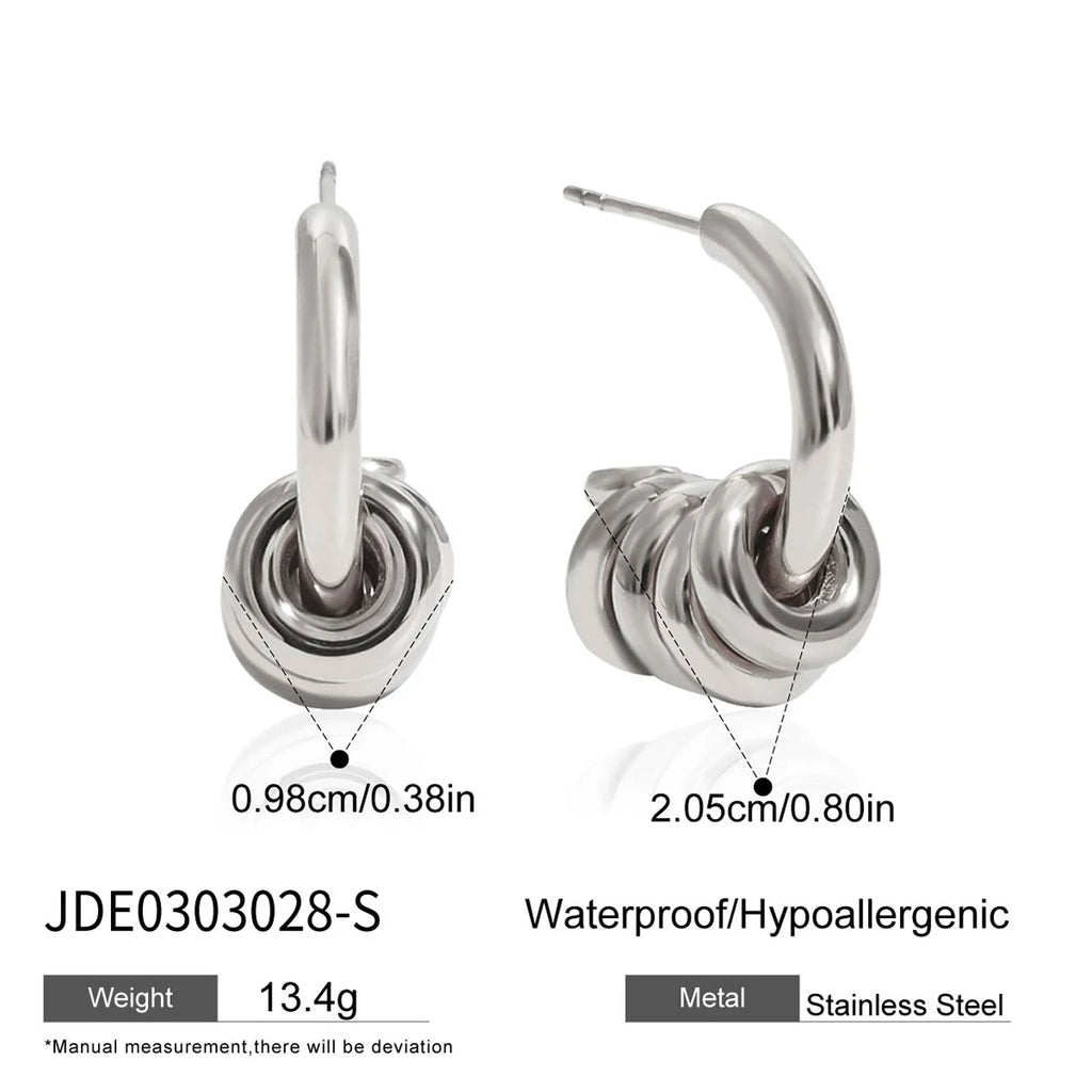 Two-Tone C-Shaped Hoop Earrings — Stainless Steel · PS354