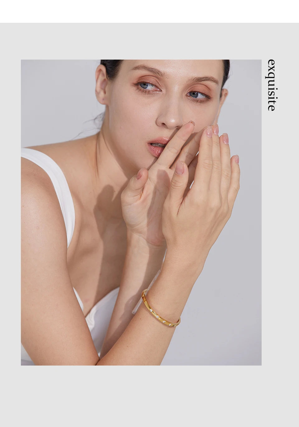 Cubic Zirconia Geometric Bracelet — Gold-Plated Stainless Steel with Cubic Zirconia · PS2077