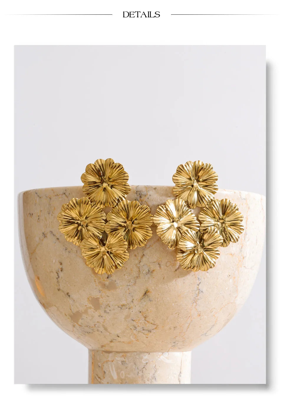 Flower Earrings — 14K Gold-Plated Stainless Steel · PS1379